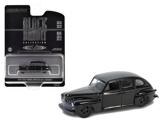 Brand new 1/64 scale diecast car model of 1948 Ford Fordor Super Deluxe Lowrider Black "Black Bandit" Series 29 die cast