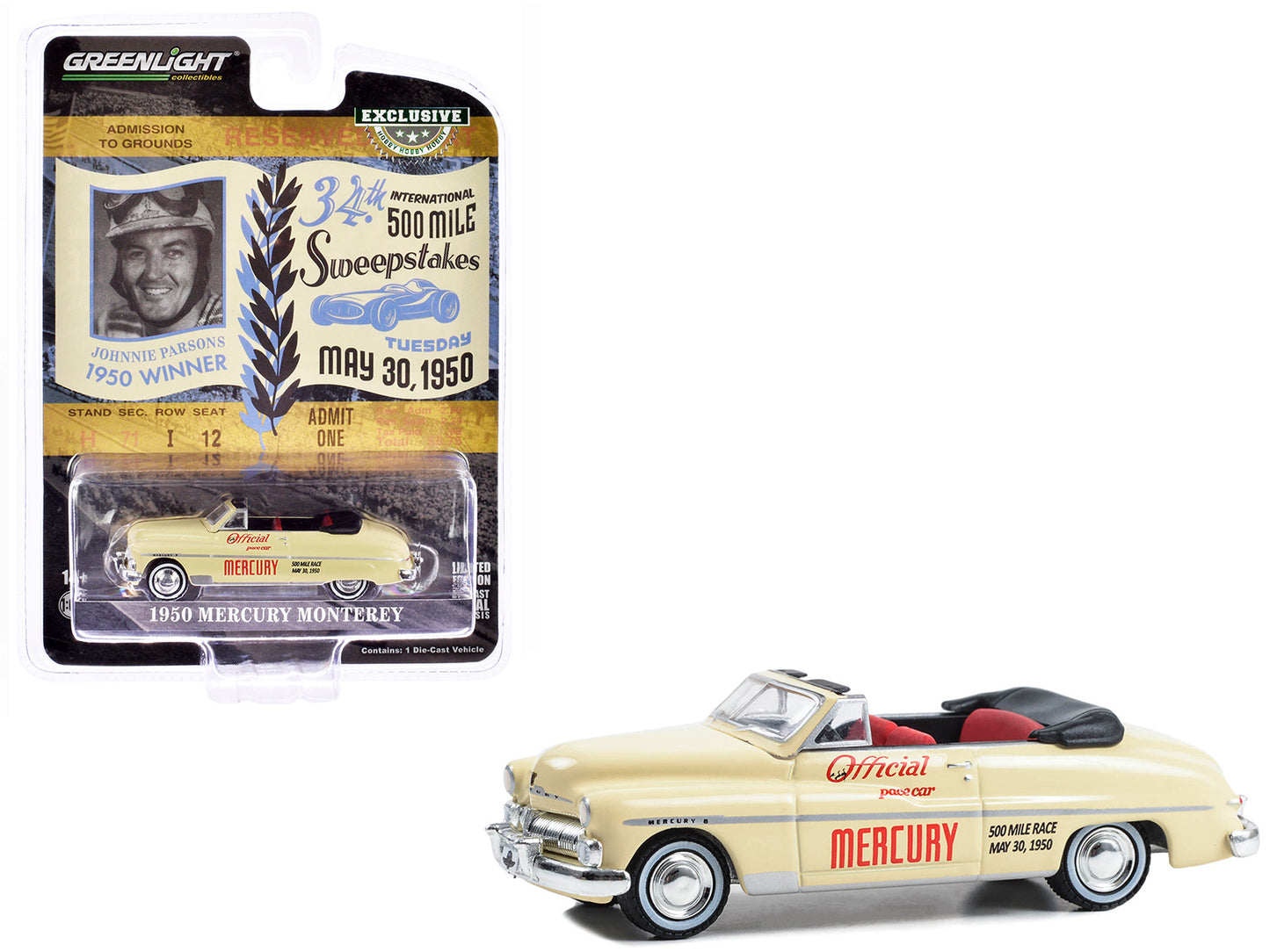 1950 Mercury Monterey Convertible Cream Diecast Model Car 
