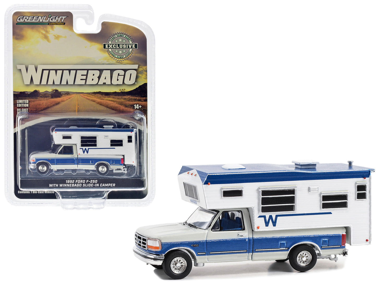 1992 Ford F-250 Long Bed Pickup Truck w Winnebago Slide-In Camper Silver Metalli