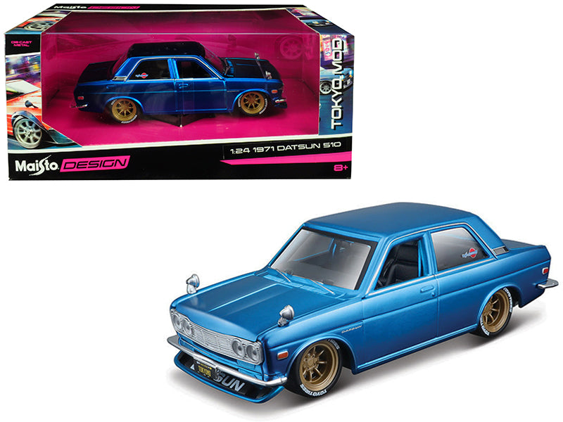 1971 Datsun 510 Matt Blue Diecast Model Car 
