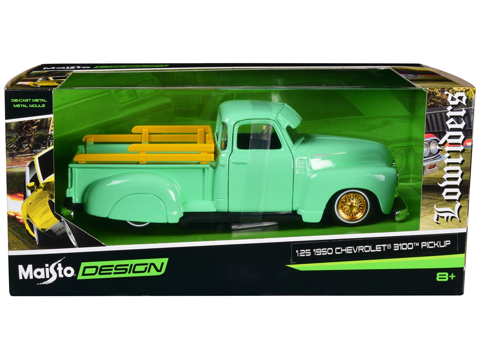 1950 Chevrolet 3100  Green Diecast Model Pickup Truck Lowriders