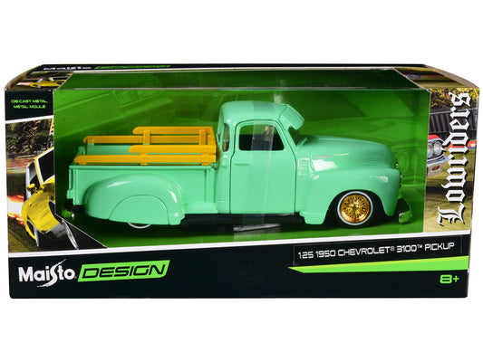 1950 Chevrolet 3100  Green Diecast Model Pickup Truck Lowriders