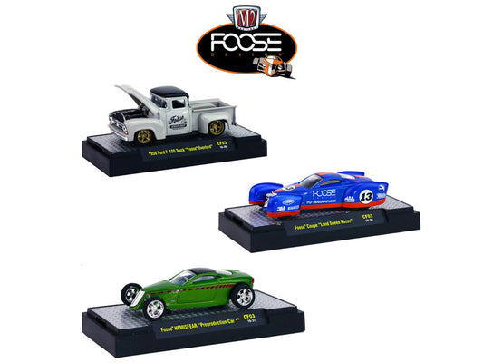  Brand new 1:64 scale diecast models of Chip Foose Release 3, 3 Cars Set WITH CASES by M2 Machines. 
 Limited Edition. 
 Brand New Box. 
