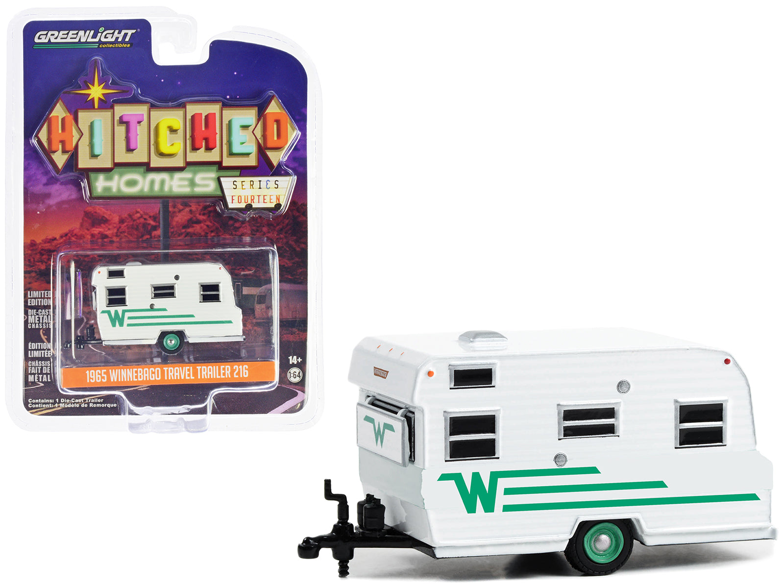1965 Winnebago Travel Trailer White Diecast Model Travel Trailer 
