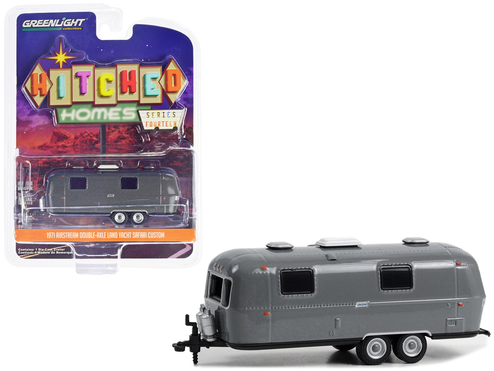 Brand new 1/64 scale diecast model of 1971 Airstream Double-Axle Land Yacht Safari Custom Travel Trailer Gray "Hitched H