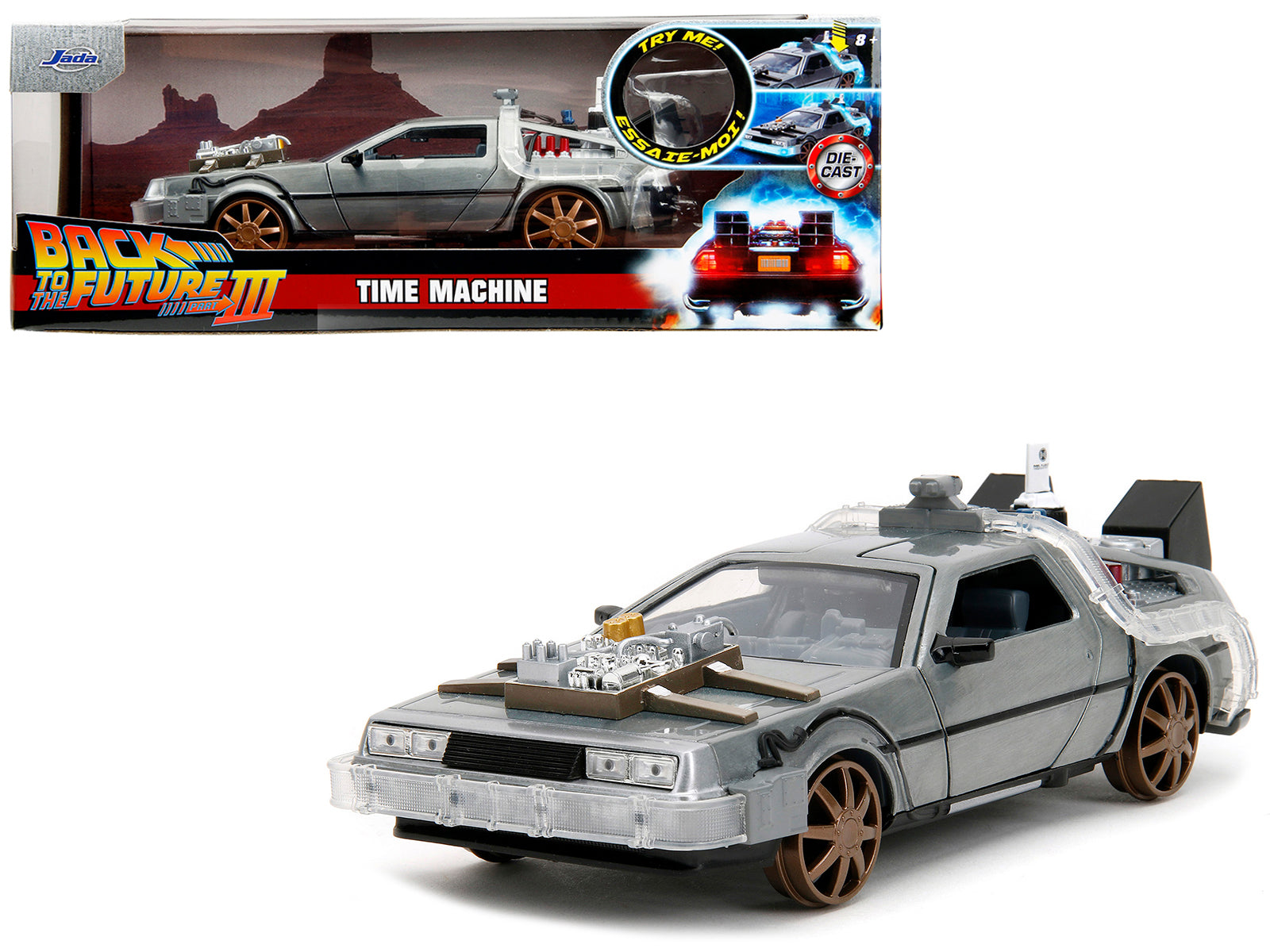 DeLorean Brushed Metal Time Silver Diecast Model Car Back to the Future