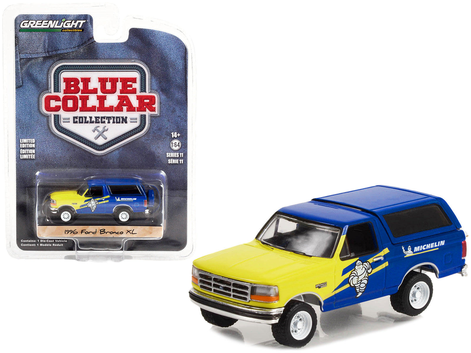 1996 Ford Bronco XL Blue Diecast Model Car 