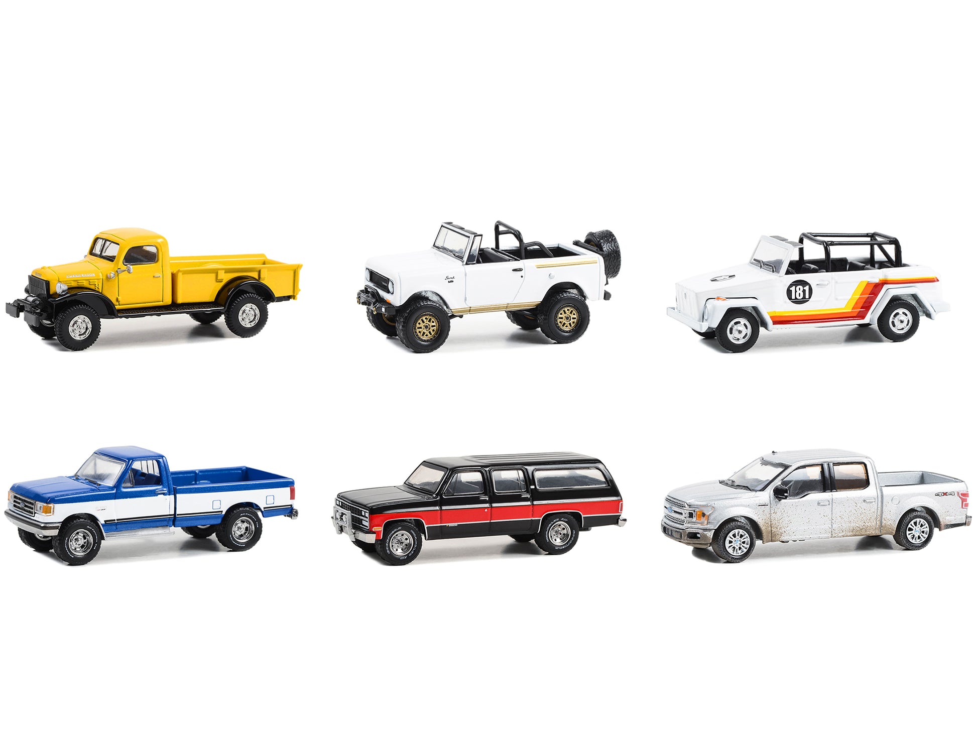 Brand new 1/64 scale diecast car models of All Terrain Series 15, Set of 6 pieces die cast model cars by Greenlight.
Brand new boxes.
Limi