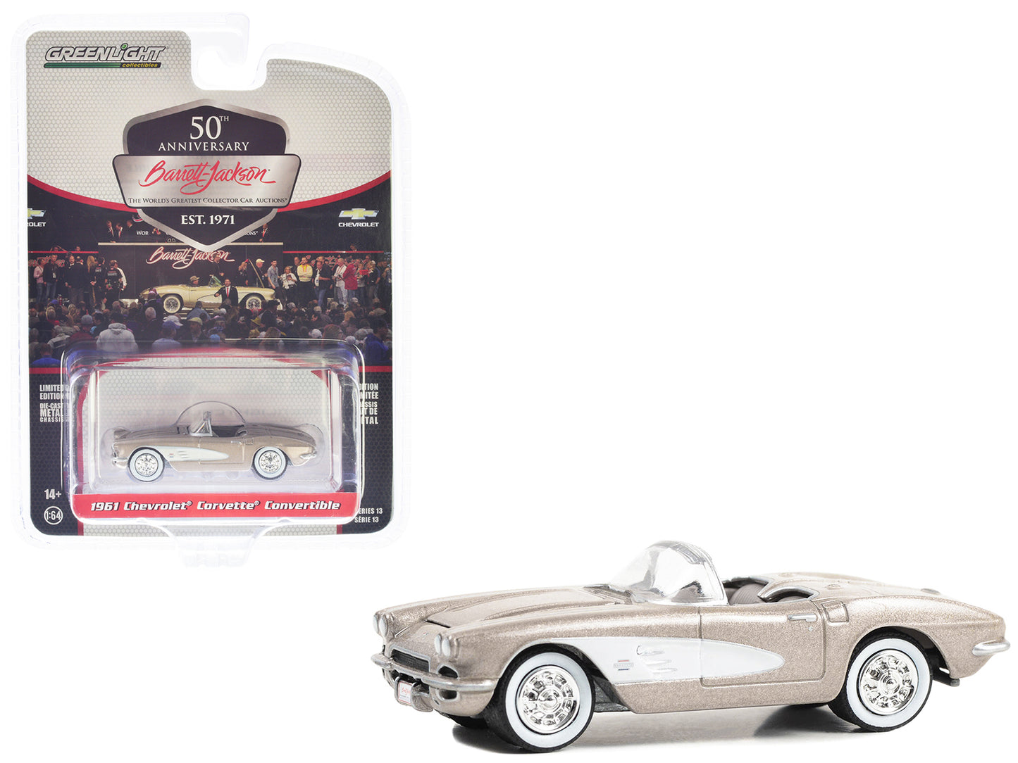 1961 Chevrolet Corvette Convertible Beige Diecast Model Race Car 