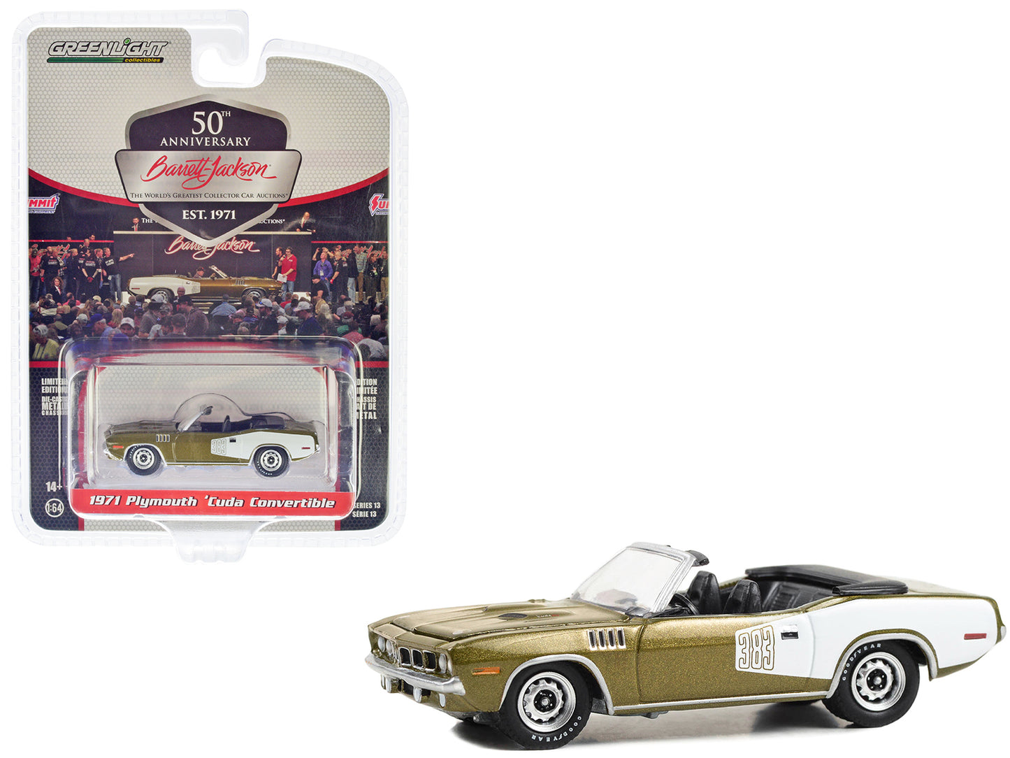 1971 Plymouth Barracuda 383 Gold Diecast Model Car 