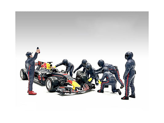 Race Day 7 Piece Set of   Model F1 Pit Crew Figure 