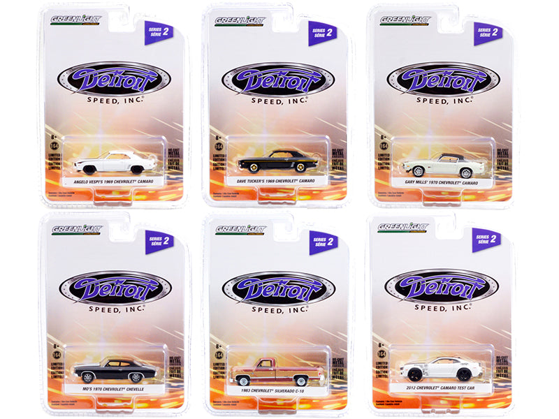 Brand new 1/64 scale diecast car models of Detroit Speed, Inc. Set of 6 pieces Series 2 diecast model cars by Greenlight.
Brand new boxes.