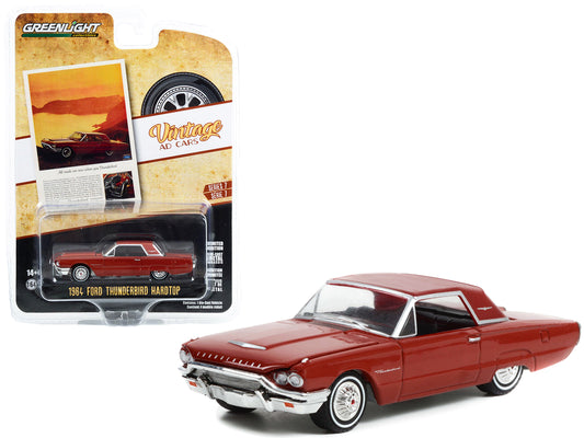 Brand new 1/64 scale diecast car model of 1964 Ford Thunderbird Hardtop Red All Roads Are New When You Thunderbird Vintage Ad Cars Series 7 