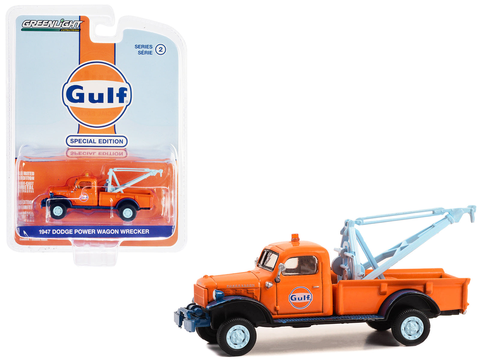 1947 Dodge Power Wagon Orange Diecast Model Tow Truck 
