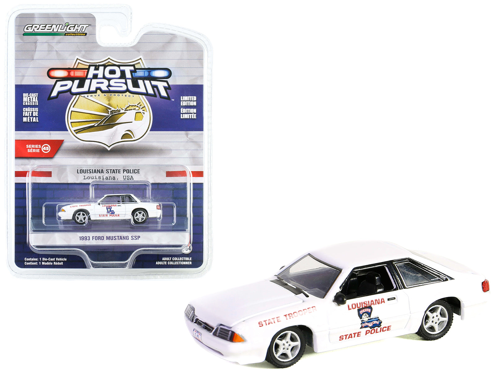 1993 Ford Mustang SSP White Diecast Model Car 
