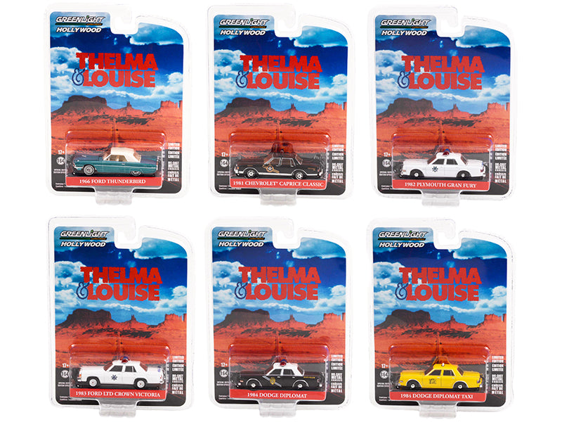 Brand new 1/64 scale diecast car models of Thelma Louise 1991 Movie Set of 6 pieces Hollywood Special Edition die cast model cars by Greenli