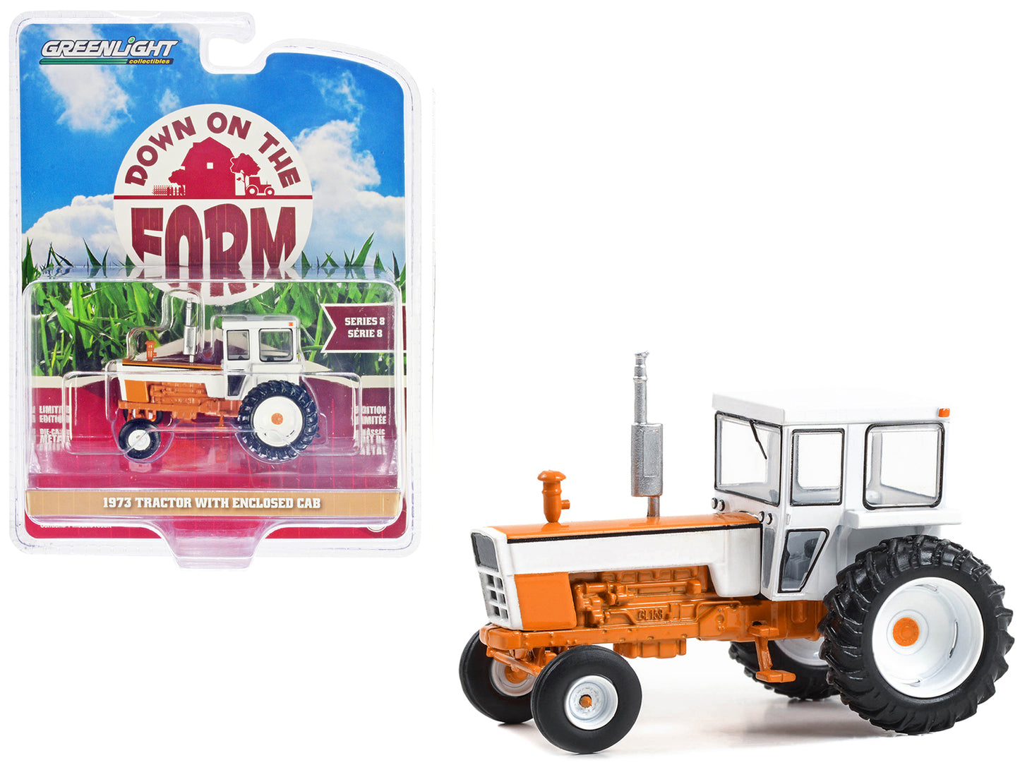 1973 Tractor w Enclosed Orange Diecast Model Tractor 