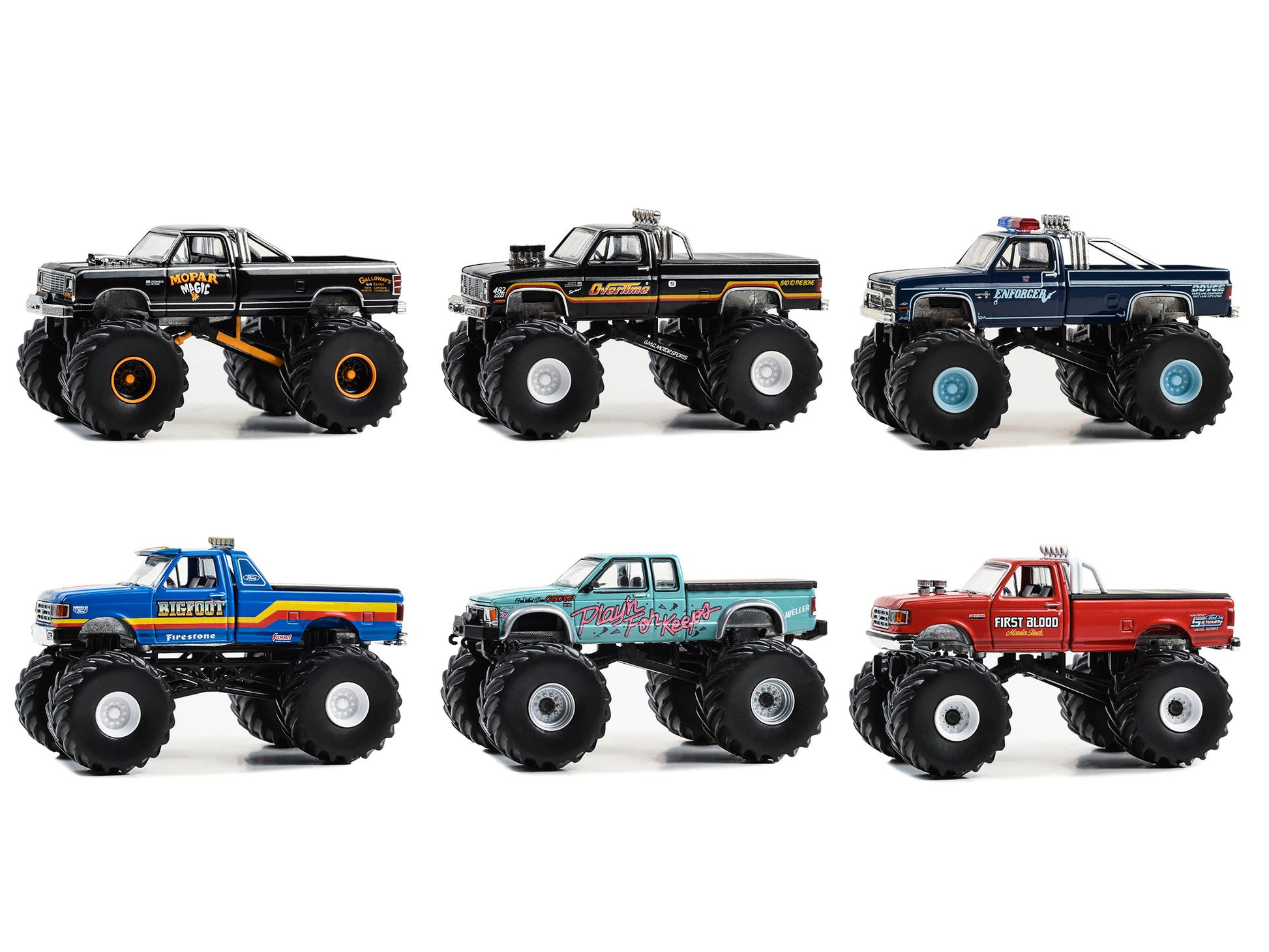 Brand new 1/64 scale diecast truck models of Kings of Crunch Set of 6 Monster Trucks Series 14 die cast model trucks by Greenlight.
Brand n