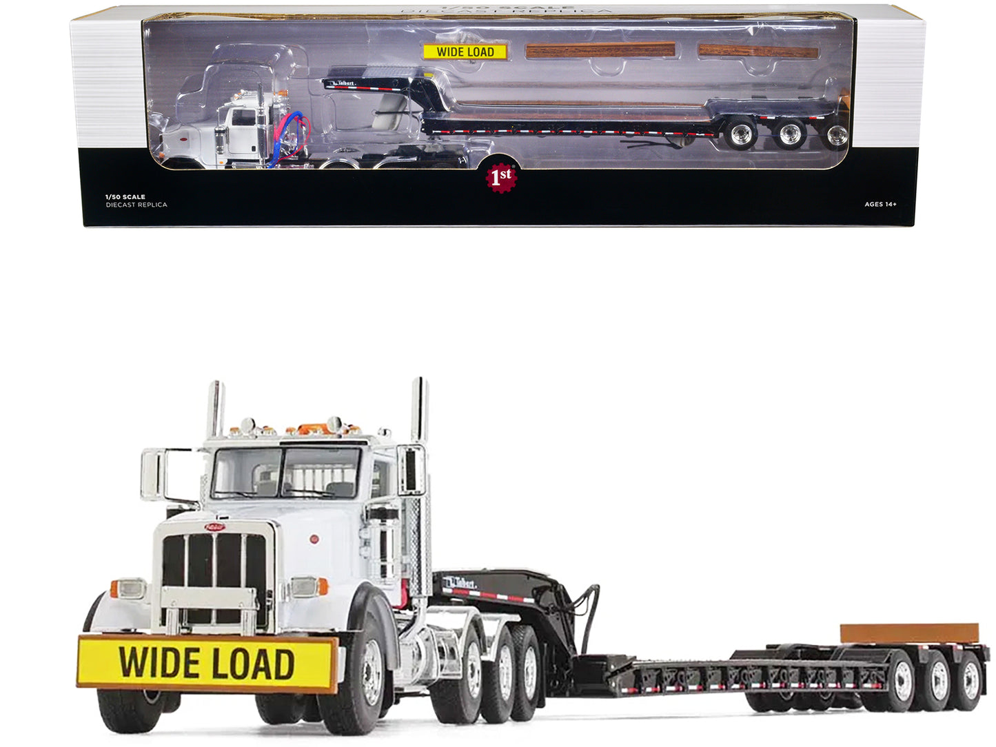 Peterbilt 367 Day Cab White Diecast Model Tractor Trailer 