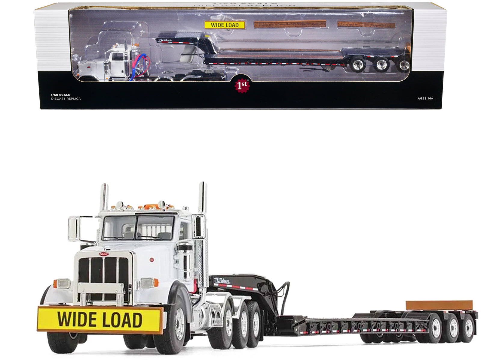 Peterbilt 367 Day Cab White Diecast Model Tractor Trailer 