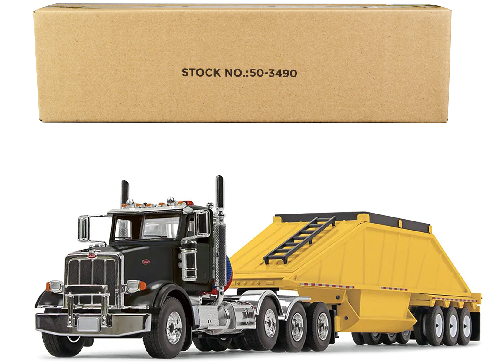 Peterbilt 367 Day Cab Black Diecast Model Tractor Trailer 