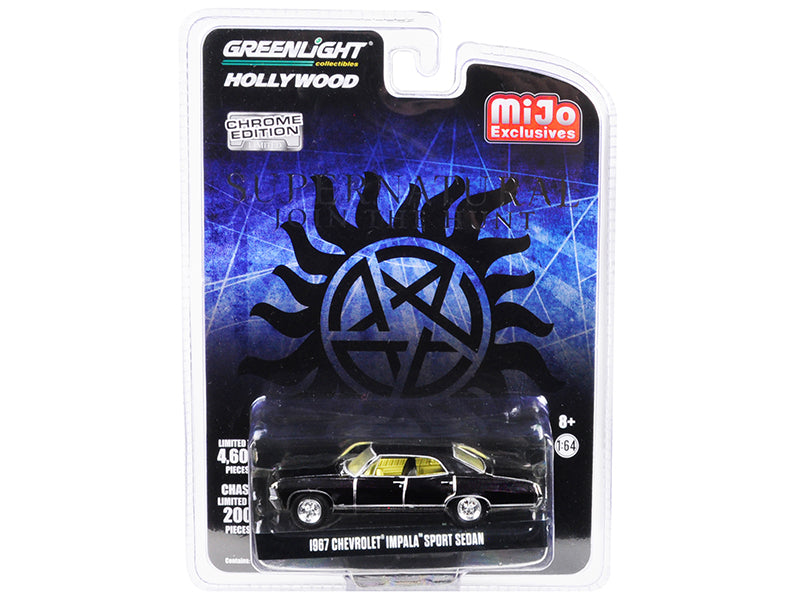 Brand new 1/64 scale diecast car model of 1967 Chevrolet Impala Sport Sedan Black Chrome Edition Supernatural 2005 TV Series Limited Edition