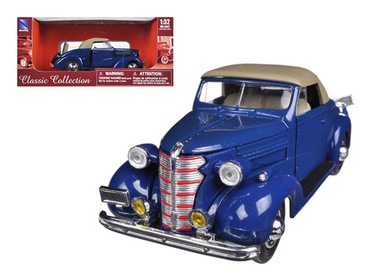 
Brand new 1:32 scale diecast model of 1938 Chevrolet Master Convertible Blue die cast  model by New Ray.
Brand new box.
Rubber tires.
D