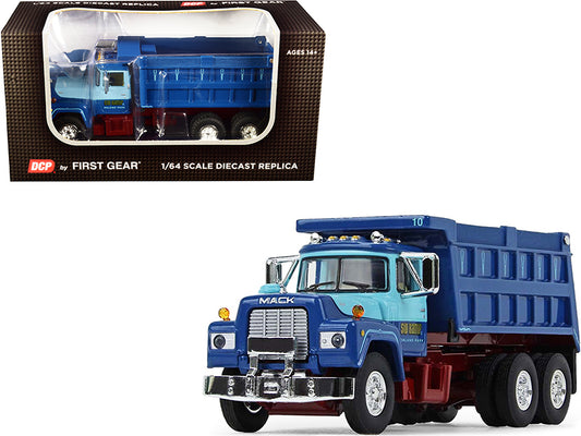 Mack R Model Tandem Blue Diecast Model Dump Truck 
