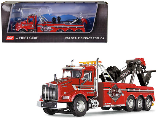 Brand new 1/64 scale diecast model of Kenworth T800 Day Cab Tow Truck with Miller Century 9055 Wrecker Red Morgan Towing Recovery die cast m
