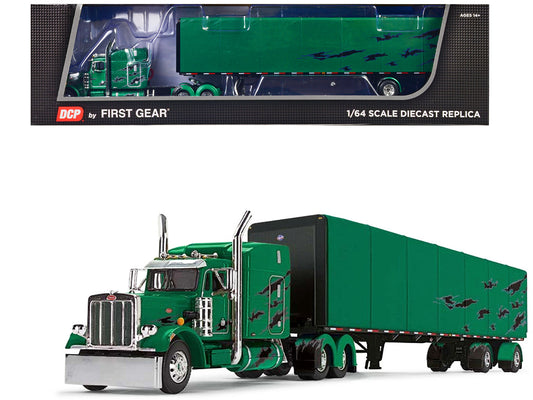 Peterbilt 359 w 63 Green Diecast Model Tractor Trailer 
