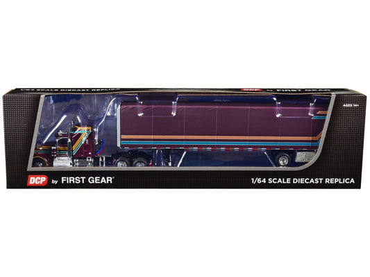 Kenworth W900A w 60 Purple Diecast Model Tractor Trailer 