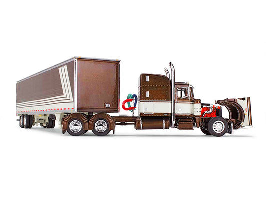 Peterbilt 359 w 63 Brown Diecast Model Tractor Trailer 
