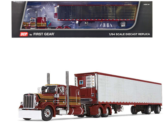 Peterbilt 379 w 63 Red Diecast Model Tractor Trailer 