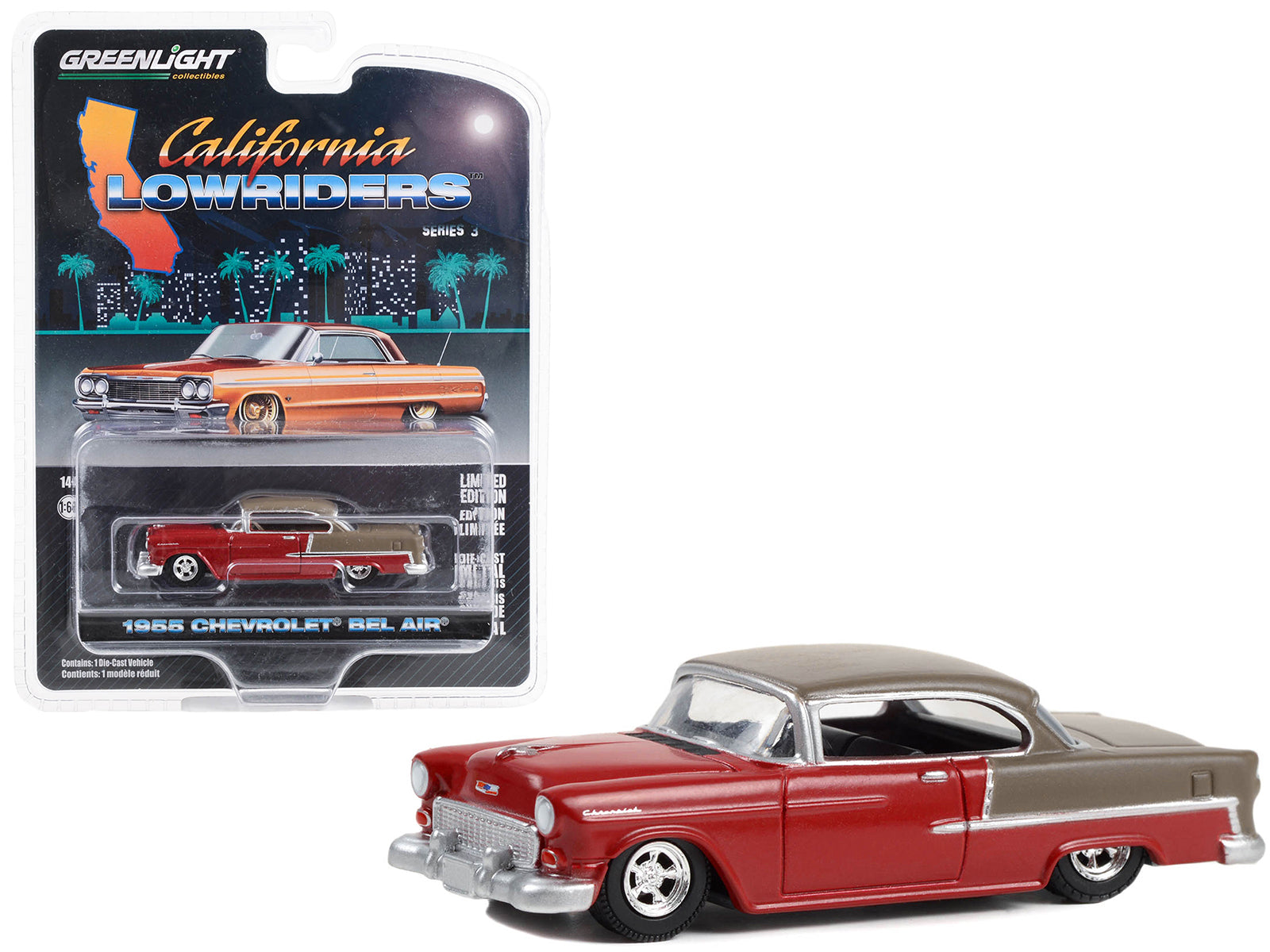 1955 Chevrolet Bel Air Red Diecast Model Car Lowriders