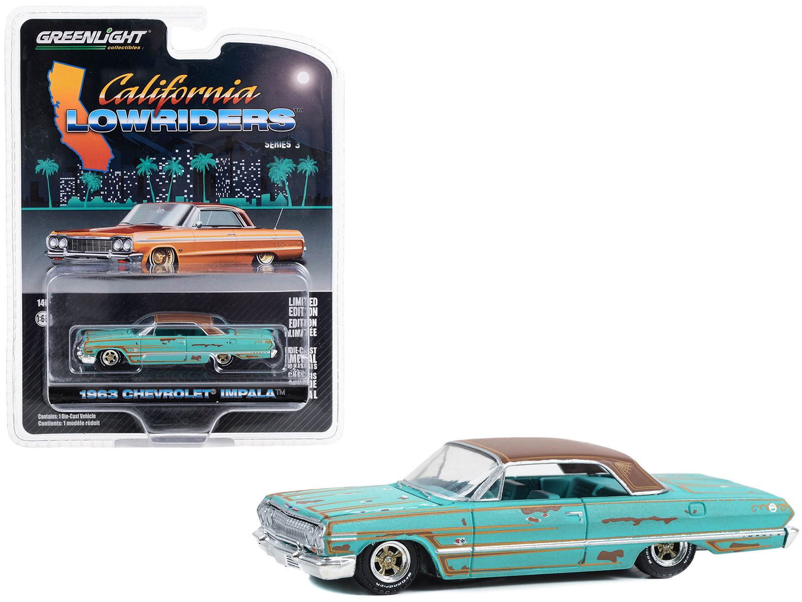 1963 Chevrolet Impala Lowrider Blue Diecast Model Car Lowriders
