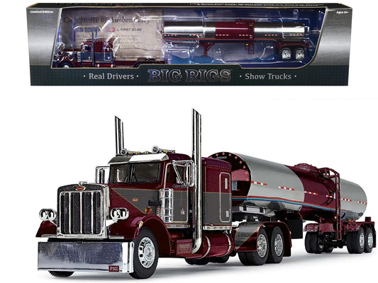 Brand new 1/64 scale diecast model of Peterbilt 359 with 63 Flat Top Sleeper and Brenner Tank Trailer Bryce Transport, Inc. Burgundy and Gra