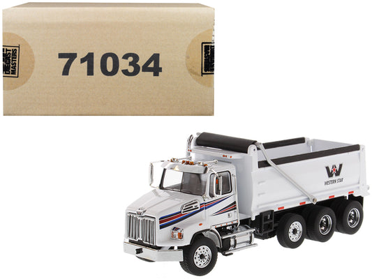 Brand new 1/50 scale diecast model of Western Star 4700 SB Dump Truck White die cast model by Diecast Masters.
Brand new box.
Real rubber 