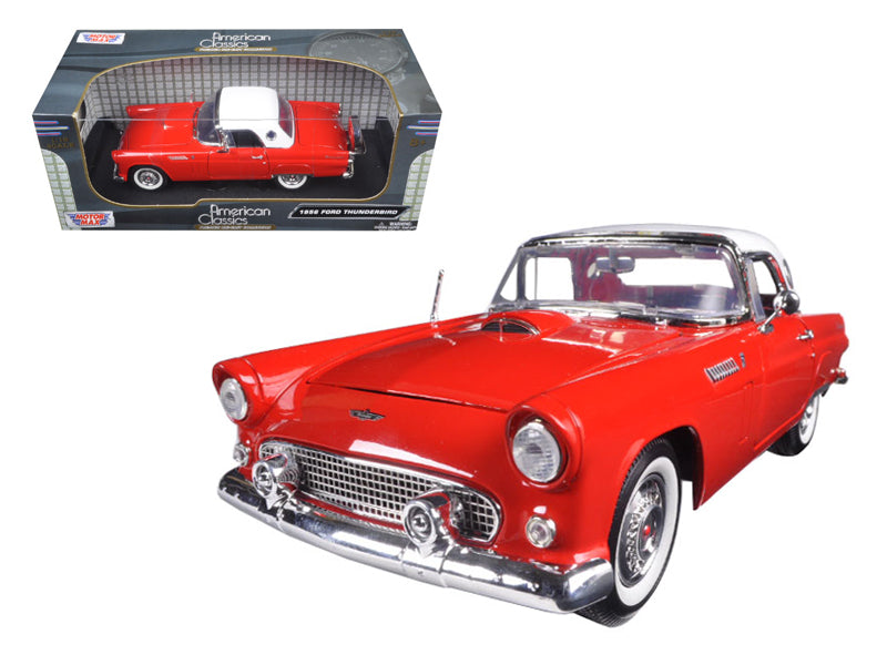 Brand new 1/18 scale diecast car model of 1956 Ford Thunderbird Hardtop Red with White Top American Classics die cast model car by Motormax.