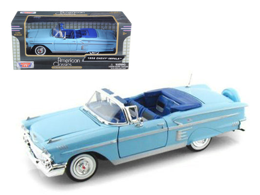 1958 Chevrolet Impala Convertible Blue Diecast Model Car 