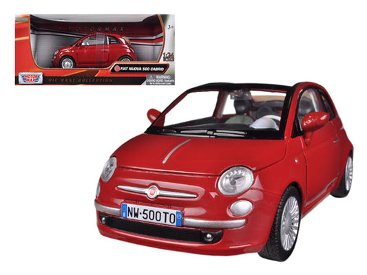 Fiat 500 Nuova Cabrio Red Diecast Model Car 