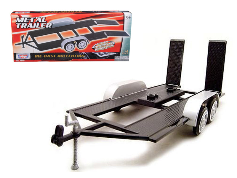 Brand new 1/24 scale diecast model of Tandem Car Trailer Black die cast model by Motormax.
Brand new box.
Real rubber 