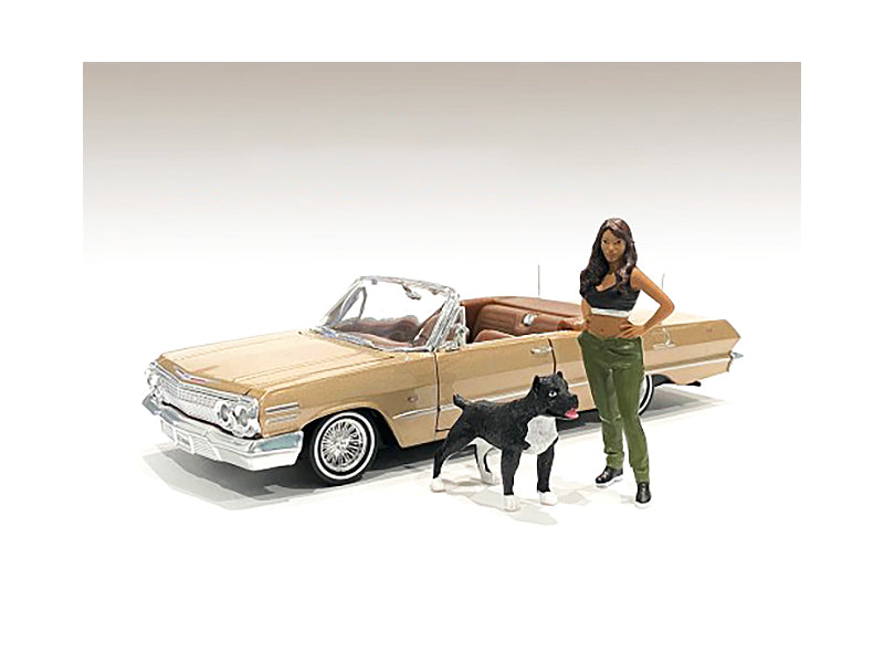 Brand new 1/24 scale of "Lowriderz" Figurine IV and a Dog for 1/24 scale models by American Diorama.
 Comes in a blister pack.