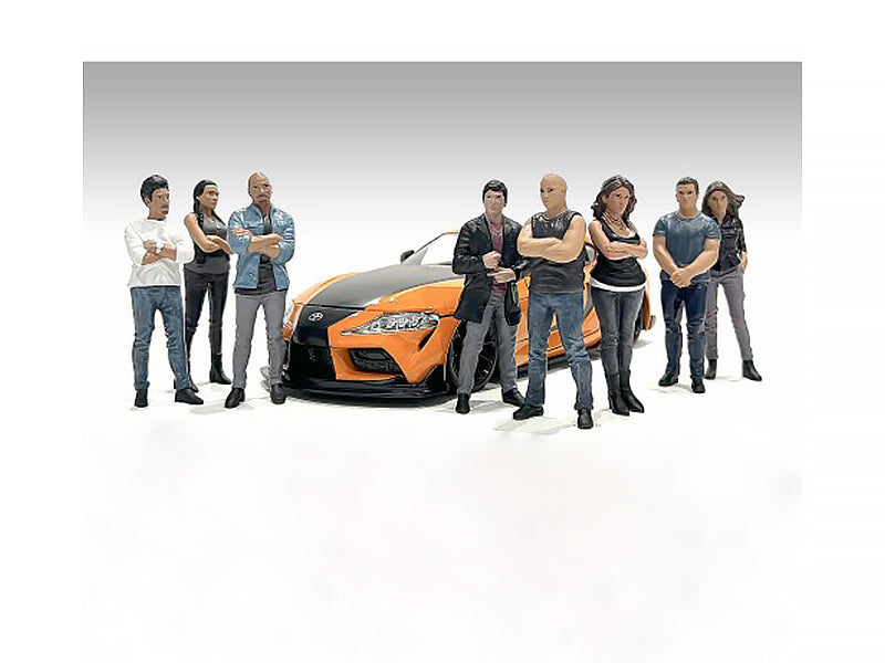 9 Piece Figurine Set of   Model Car Meet Figure 