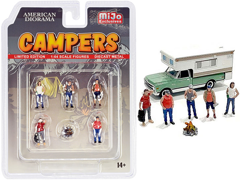 Set of  Diecast Model Camper Figures Camping & Outdoors