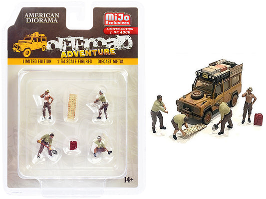 Brand new 1/64 scale diecast models of "Off-Road Adventure" 6 piece Diecast Set (4 Male Figurines and 2 Accessories) Lim