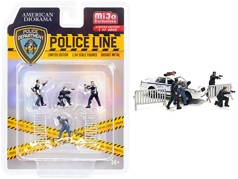 Brand new 1/64 scale diecast models of "Police Line" 6 piece Diecast Set (4 Figurines and 2 Accessories) Limited Edition