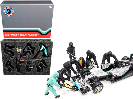 Race Day 7 Piece Set of   Model F1 Pit Crew Figure 