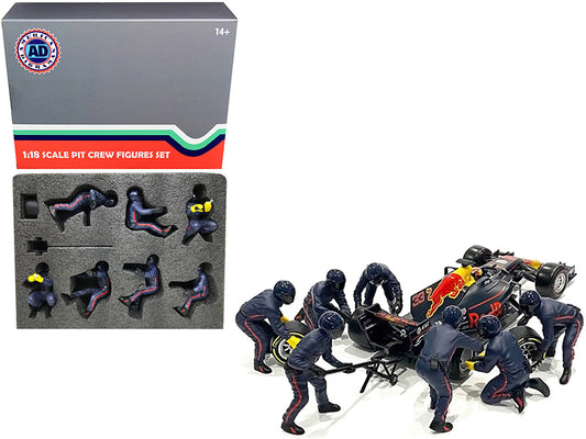 Race Day 7 Piece Set of   Model F1 Pit Crew Figure 