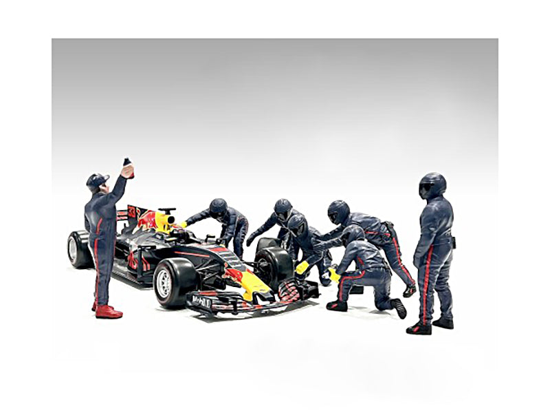 Race Day 7 Piece Set of   Model F1 Pit Crew Figure 