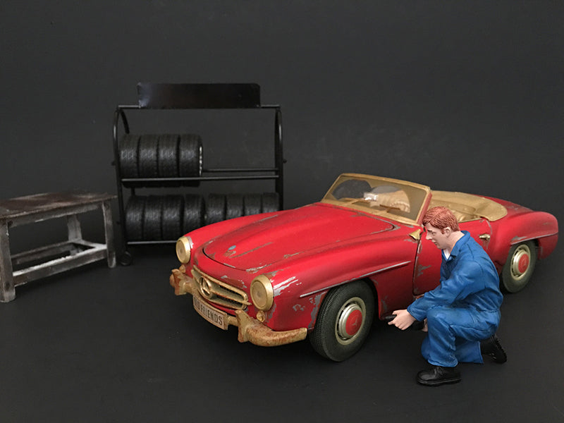 Tony Inflating Tire   Model Auto Mechanic Figure Automotive Repair